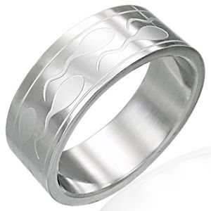  Ocelový prsten se spermiemi a dvěma pásky - Velikost: 51