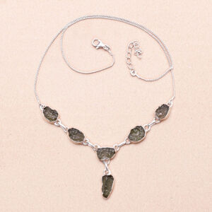 Vltavín náhrdelník stříbro Ag 925 N30 - 42,5 - 45,5 cm, 7,6 g
