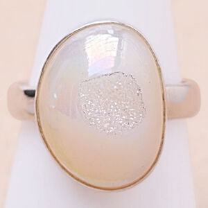 Achát drúzička andělská aura prsten stříbro Ag 925 R543 - 60 mm (US 9,5), 6,2 g