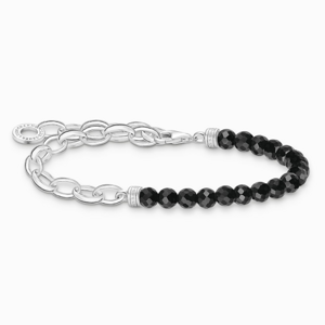 THOMAS SABO náramek na charm Black onyx beads and chain links A2098-130-11
