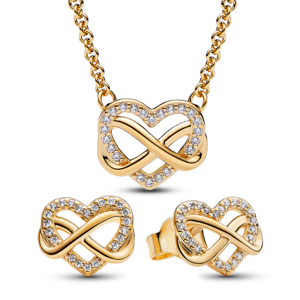 PANDORA set náhrdelník a náušnice Sparkling Infinity Heart 362666C01-50+262667C01