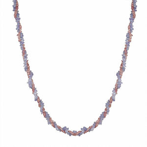 Tanzanit a rubelit pletený náhrdelník A kvalita - cca 80 cm