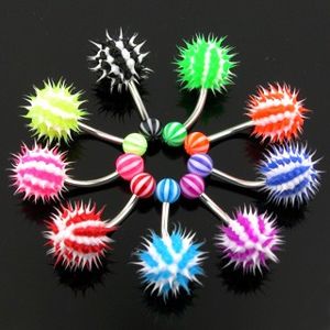 Barevný piercing do pupíku - ježek - Barva piercing: Růžová