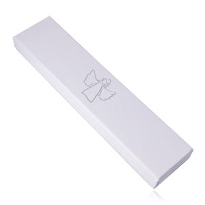 Bílá dárková krabička na náramek nebo řetízek - motiv anděla, stříbrná kontura