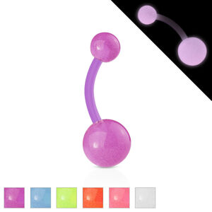 Bioflex, piercing do pupíku - kuličky s malými bublinkami, svítící ve tmě - Barva piercing: Růžová