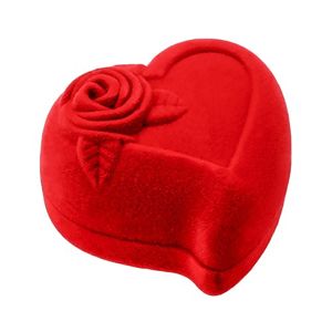 Dárková krabička na dva prsteny nebo náušnice, červené srdce s růží