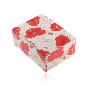 Dárková krabička na prsten a náušnice nebo řetízek, červené květy