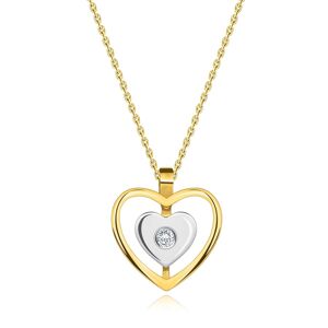 Diamantový náhrdelník ze smíšeného 14karátového zlata - srdce, kulatý briliantový brus