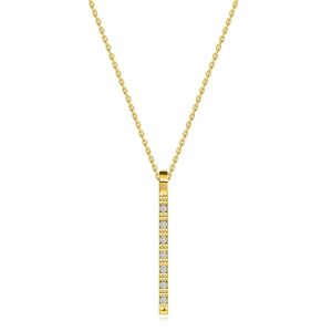 Diamantový náhrdelník ze žlutého 14K zlata - úzký pásek s kulatými diamanty