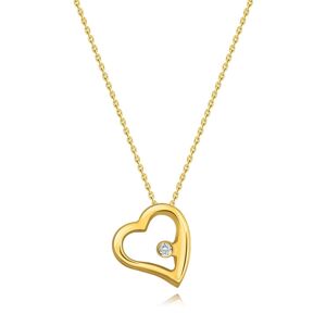Diamantový náhrdelník ze žlutého 14karátového zlata - srdce s čirým briliantem