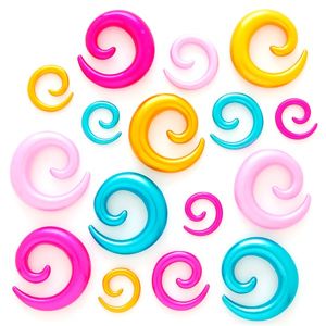 Expander do ucha - různobarevné lesklé spirály - Tloušťka : 7 mm, Barva piercing: Růžová Pink