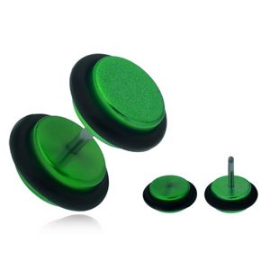 Falešný plug do ucha, lesklá zelená akrylová kolečka