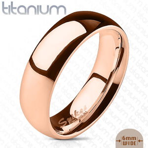 Hladká obroučka z titanu v barvě růžového zlata, lesklý povrch, 6 mm - Velikost: 65
