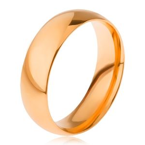 Hladký lesklý prsten z oceli 316L, zlatý odstín, 6 mm - Velikost: 66