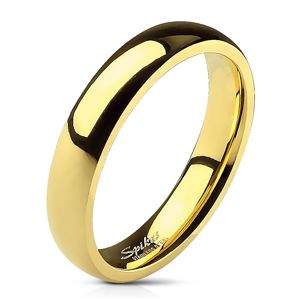 Hladký ocelový prsten ve zlaté barvě - 4 mm - Velikost: 59