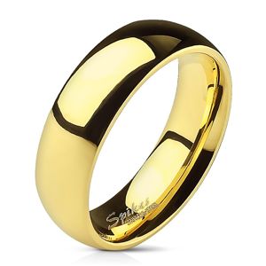 Hladký ocelový prsten ve zlaté barvě - 6 mm - Velikost: 55