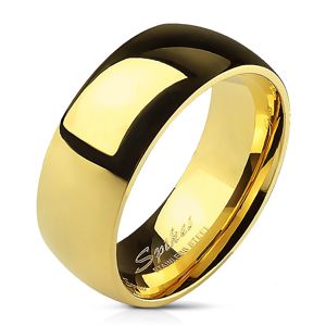Hladký ocelový prsten ve zlaté barvě - 8 mm - Velikost: 71