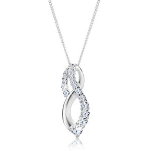 Lesklý náhrdelník - zatočená osmička se třpytivými zirkony, stříbro 925