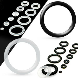 Náhradní silikonové kroužky na tunel nebo plug, černá barva - Tloušťka : 21 mm