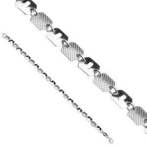 Náramek ze stříbra 925 - mřížkované a hladké čtverečky