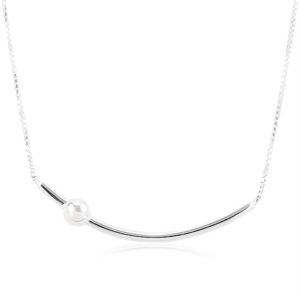 Nastavitelný náhrdelník - stříbro 925, úzký oblouk s kuličkou, hranatý řetízek