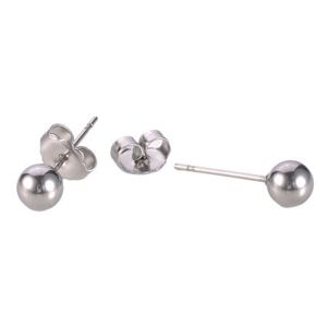 Náušnice z chirurgické oceli, malé kuličky stříbrné barvy - Hlavička: 6 mm