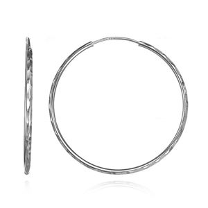 Náušnice ze stříbra 925 - úzké kruhy s prohlubinkami, 47 mm