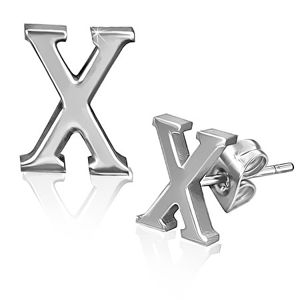 Ocelové náušnice - hladký tvar písmene X
