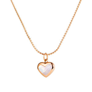 Ocelový náhrdelník, měděná barva - jemný řetízek, přívěsek ve tvaru srdce s duhovými odlesky