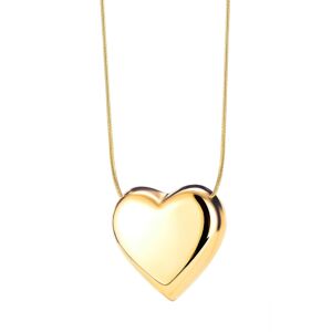 Ocelový náhrdelník ve zlaté barvě - velké vypouklé srdce, řetízek s hadím vzorem