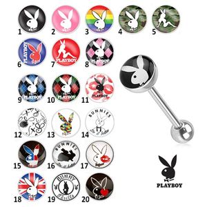 Ocelový piercing do jazyka - různé motivy Playboy - Symbol: PB07