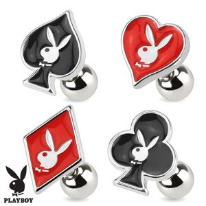Ocelový piercing do tragu, symboly hracích karet, Playboy - Symbol: Kříž