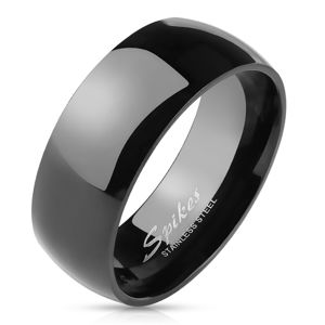 Ocelový prsten černé barvy, lesklý a hladký povrch, 8 mm - Velikost: 72