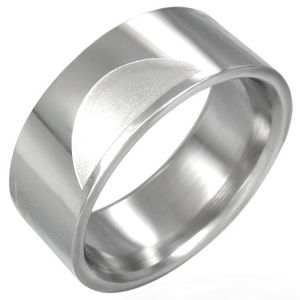 Ocelový prsten hladký s matnými půlkruhy - Velikost: 59