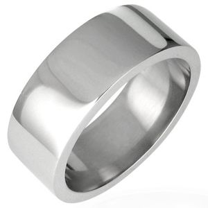Ocelový prsten lesklý, rovný s hranou 8 mm - Velikost: 62