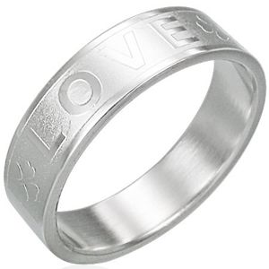 Ocelový prsten - LOVE, čtyřlístek - Velikost: 56