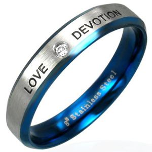 Ocelový prsten LOVE DEVOTION se zirkonem - Velikost: 51