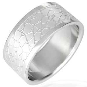 Ocelový prsten - nepravidelný dlaždicový vzor - Velikost: 65