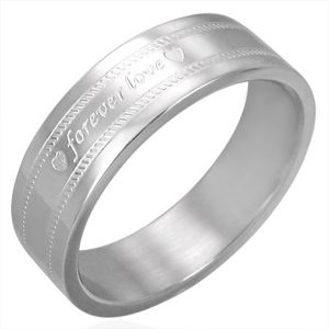 Ocelový prsten s gravírováním FOREVER LOVE - Velikost: 62