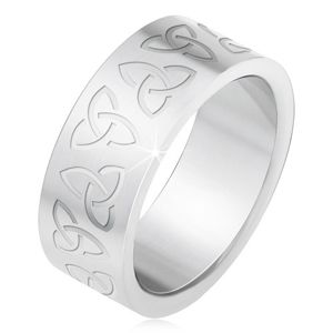 Ocelový prsten s gravírovanými keltskými symboly, Triquetra - Velikost: 66