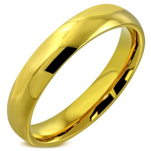Ocelový prsten s lesklým hladkým povrchem zlaté barvy, 4 mm - Velikost: 49