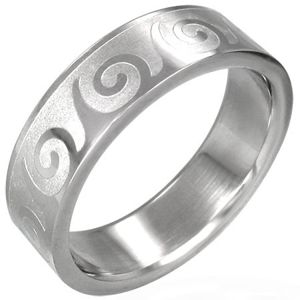 Ocelový prsten s motivem vlnek - Velikost: 62