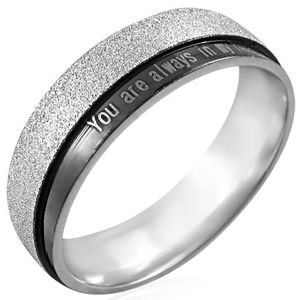 Ocelový prsten s nápisem - You are always in my heart - Velikost: 66