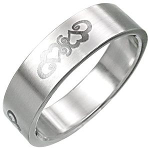 Ocelový prsten se srdíčkovým ornamentnem - Velikost: 57