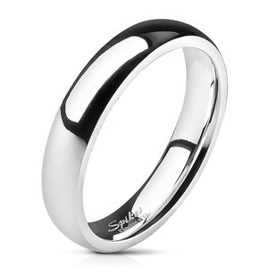 Ocelový prsten - stříbrný, hladký, 4 mm - Velikost: 64