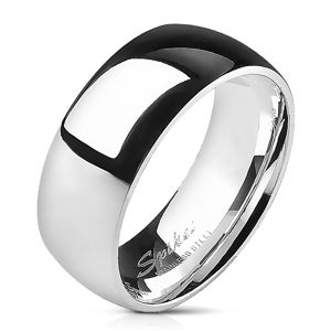 Ocelový prsten - stříbrný, hladký, lesklý, 8 mm - Velikost: 63