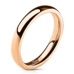 Ocelový prsten v měděném odstínu, vypouklá lesklá ramena, 3 mm - Velikost: 48