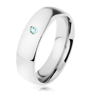 Ocelový prsten ve stříbrném odstínu se vsazeným zirkonem tyrkysové barvy - Velikost: 57