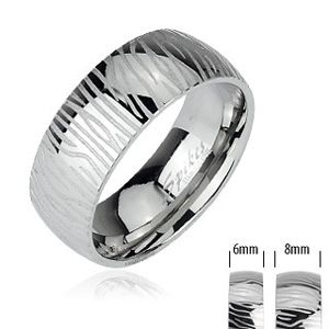 Ocelový prsten - vzor zebra - Velikost: 52