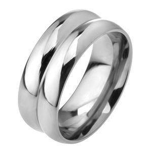 Ocelový prsten z oceli 316L, efekt dvou obrouček, 8 mm - Velikost: 60